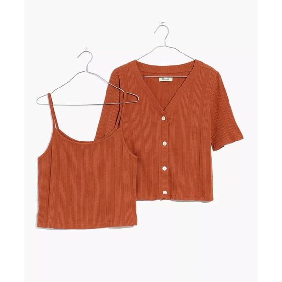 Madewell Sweaters - Madewell Orange Pointelle Sweater Cardigan